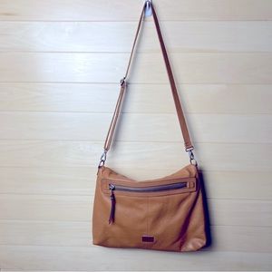 Fossil tan cowhide leather crossbody handbag